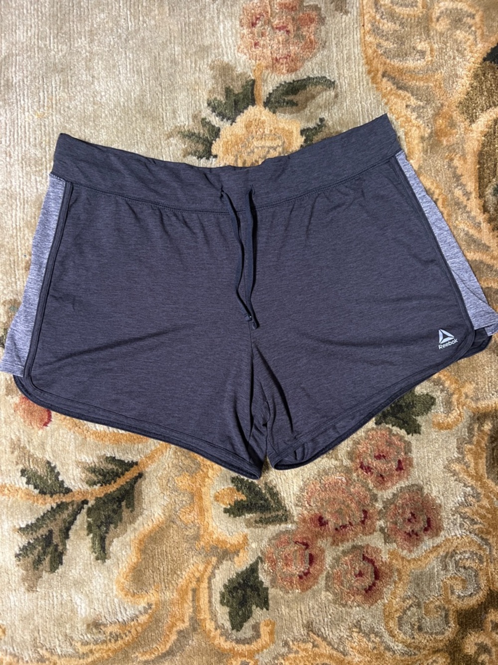 Reebok Women's Black Athletic Shorts with Heather Gray Panels